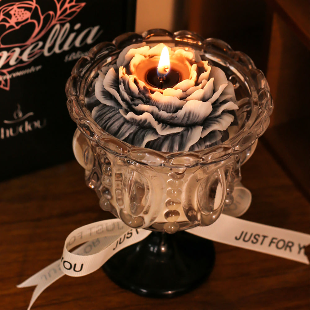 Shuflower – French Camellia Scented Candle | Soy Wax Aromatherapy Candle in Glass Holder, 52-80 Hours Burn Time