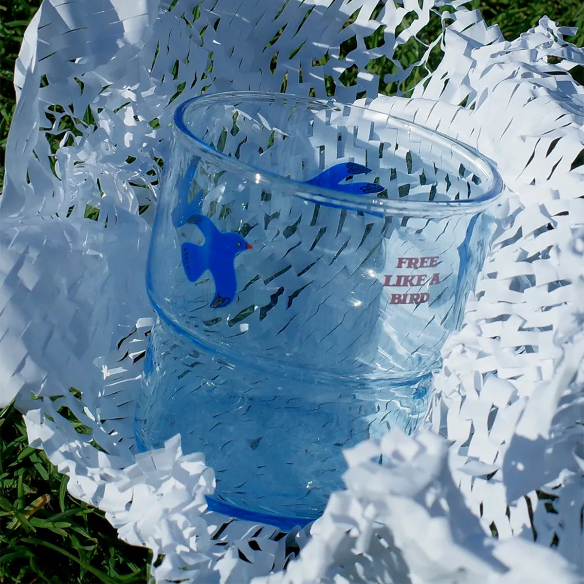 Shuflower – Free Bird Glass Cup | Tempered Blue Bird Drinking Glass | 220ml/320ml Heat-Resistant Water Cup for Juice, Coffee, Home & Office