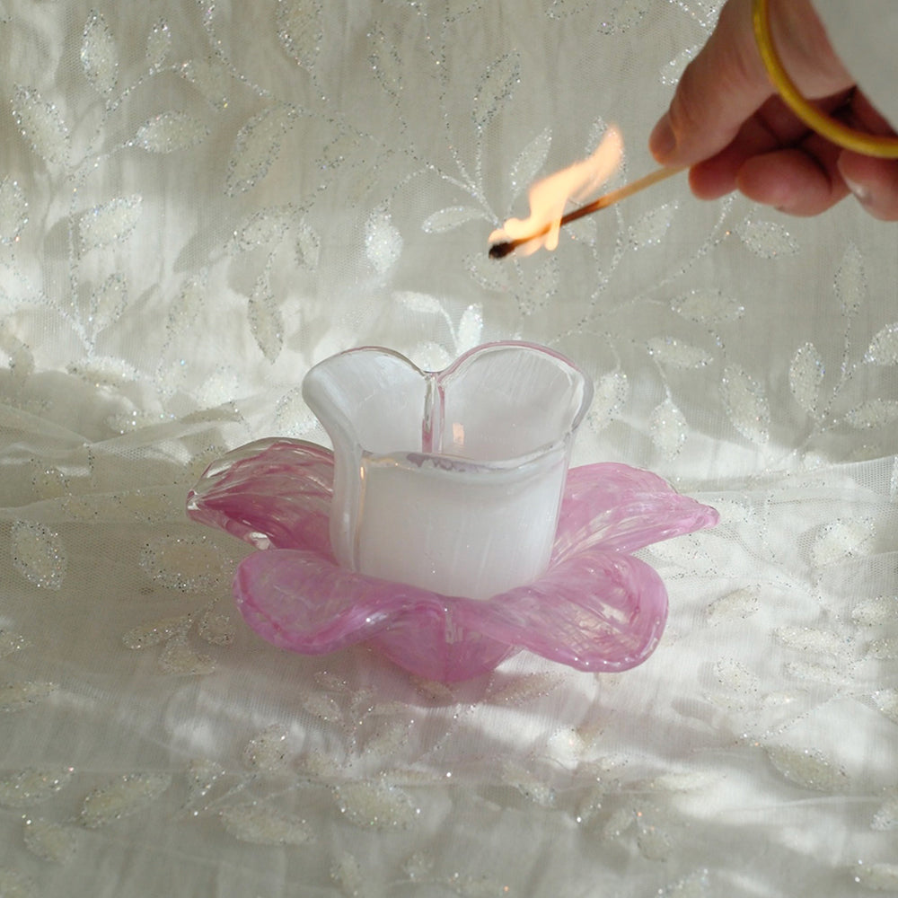 Shuflower – Flower Glass Candlestick | Blown Glass Flower Candle Holder