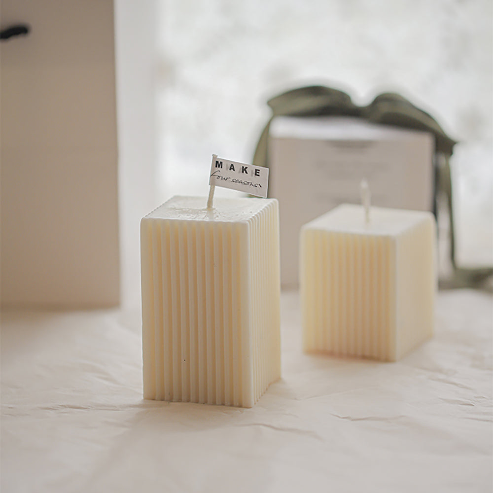 Shuflower – Square Long Candle | Handmade Soybean Wax Candle with Floral & Woody Fragrance