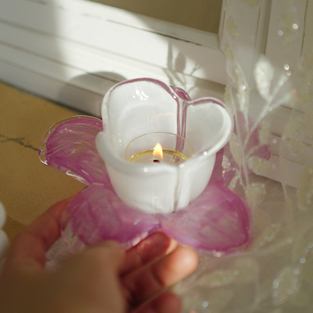 Shuflower – Flower Glass Candlestick | Blown Glass Flower Candle Holder