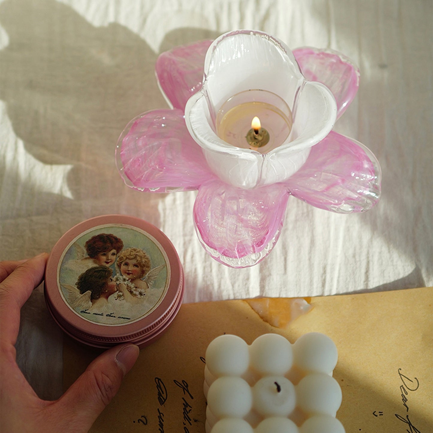 Shuflower – Flower Glass Candlestick | Blown Glass Flower Candle Holder