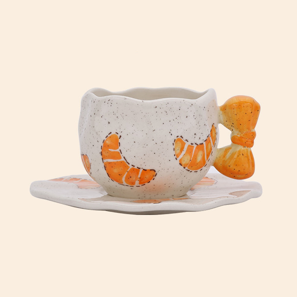 Shuflower – Cookie Knot Ceramic Coffee Cup & Saucer Set – Hand-Pinched Latte Art Mug