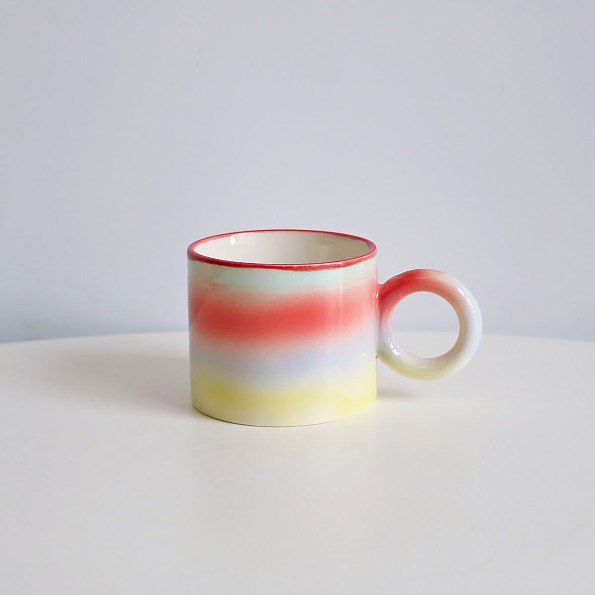 Shuflower - INS Rainbow Gradient Mug | Hand-Painted Artistic Ceramic Cup | 250ml Colorful Coffee Mug