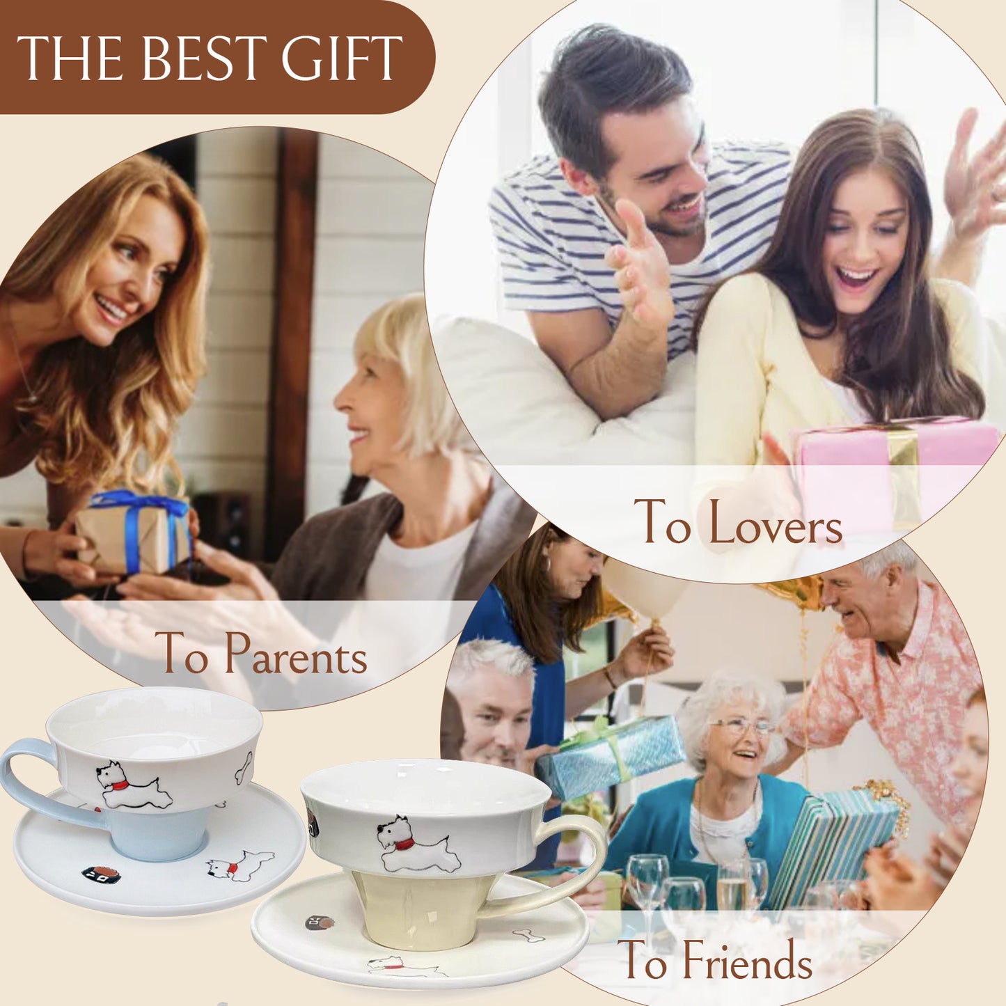 West Highland White Terrier Ceramic Cup and Saucer Set – 225ml Underglaze Dog Design Tea Cup, Cute Animal Mug for Coffee or Tea, Dishwasher & Microwave Safe