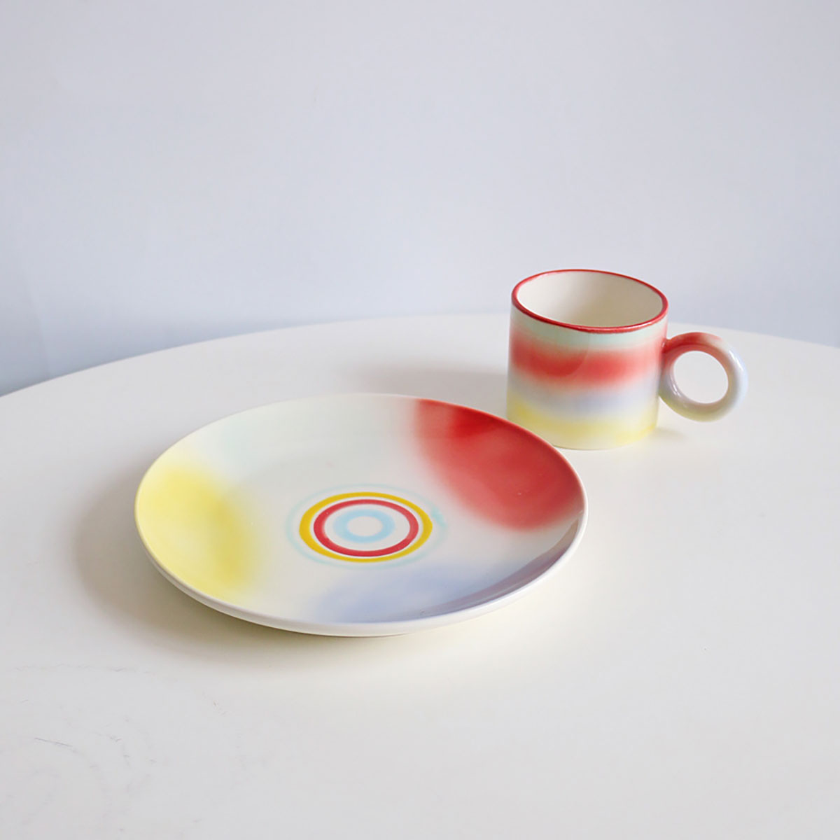 Shuflower - INS Rainbow Gradient Mug | Hand-Painted Artistic Ceramic Cup | 250ml Colorful Coffee Mug