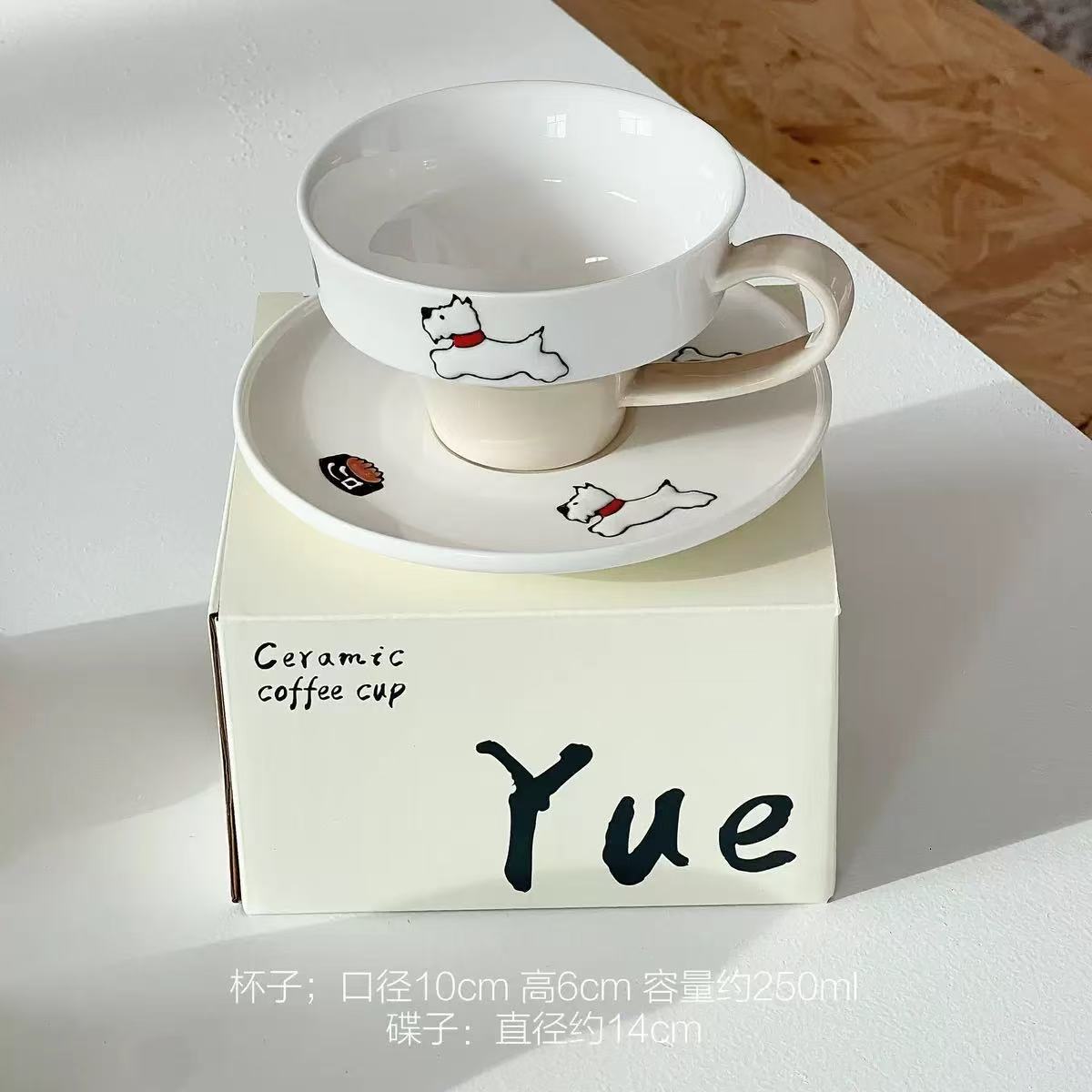 West Highland White Terrier Ceramic Cup and Saucer Set – 225ml Underglaze Dog Design Tea Cup, Cute Animal Mug for Coffee or Tea, Dishwasher & Microwave Safe