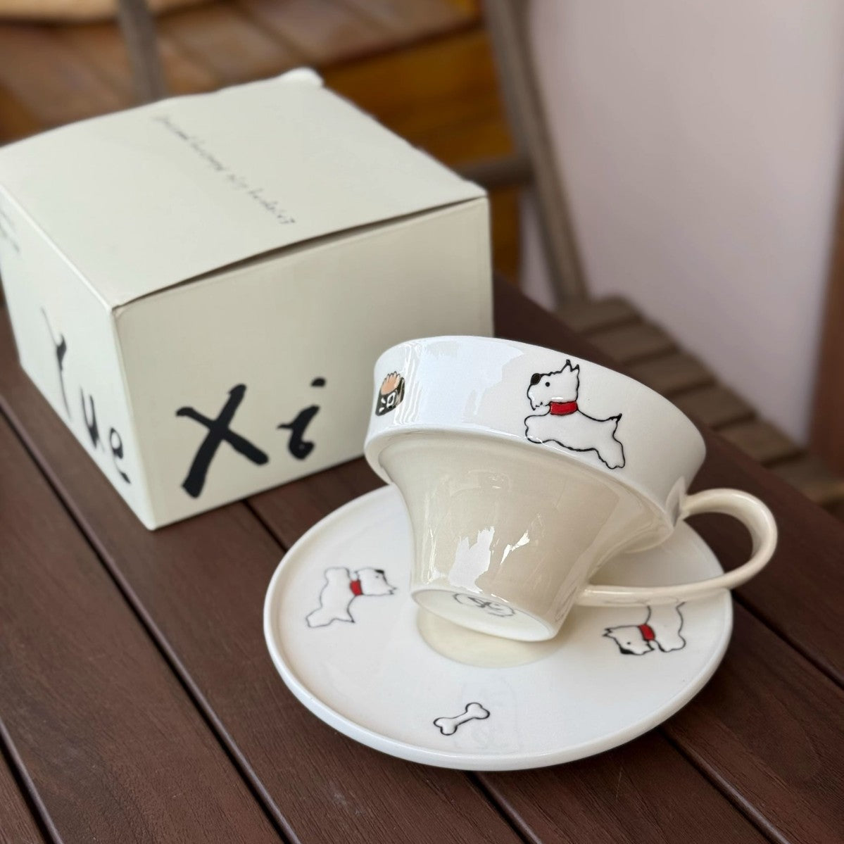 West Highland White Terrier Ceramic Cup and Saucer Set – 225ml Underglaze Dog Design Tea Cup, Cute Animal Mug for Coffee or Tea, Dishwasher & Microwave Safe