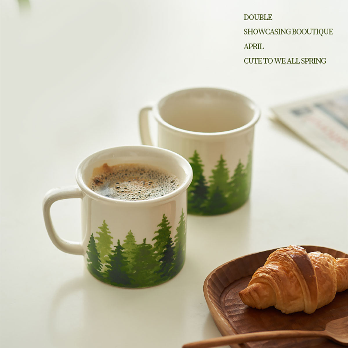 Shuflower - Hand-Painted Forest Ceramic Mug | 350ml Minimalist Aesthetic Coffee Cup | Nature-Inspired Illustration