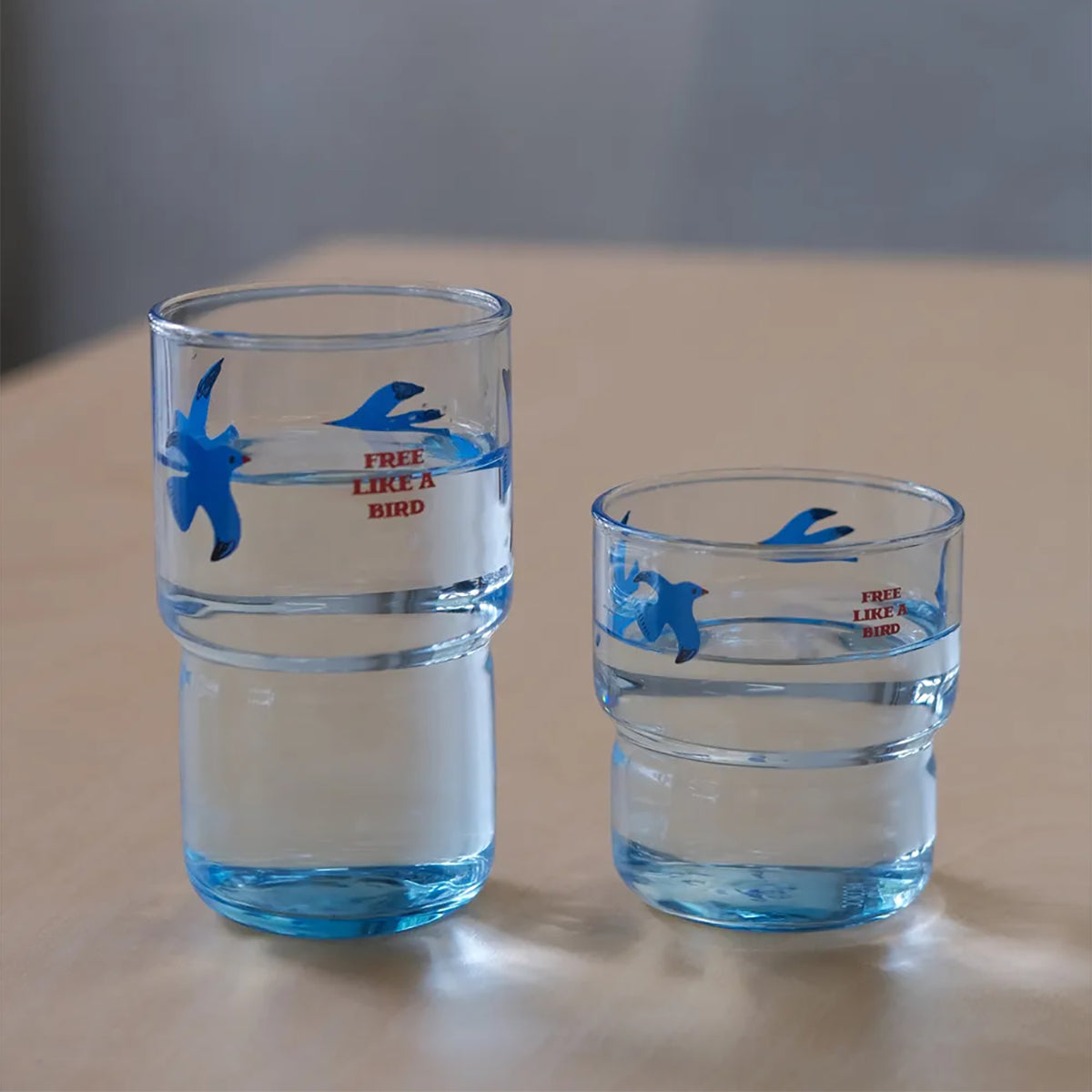 Shuflower – Free Bird Glass Cup | Tempered Blue Bird Drinking Glass | 220ml/320ml Heat-Resistant Water Cup for Juice, Coffee, Home & Office