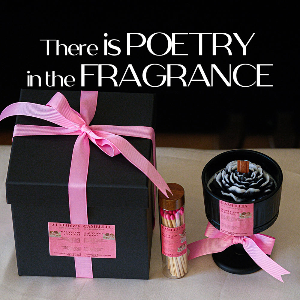 Shuflower - Jasmine Scented Candle in Black Gift Box | Matte Glass Aromatherapy Candle