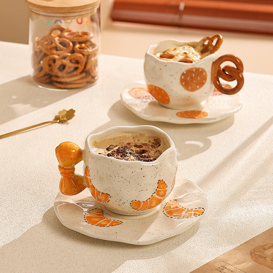 Shuflower – Cookie Knot Ceramic Coffee Cup & Saucer Set – Hand-Pinched Latte Art Mug