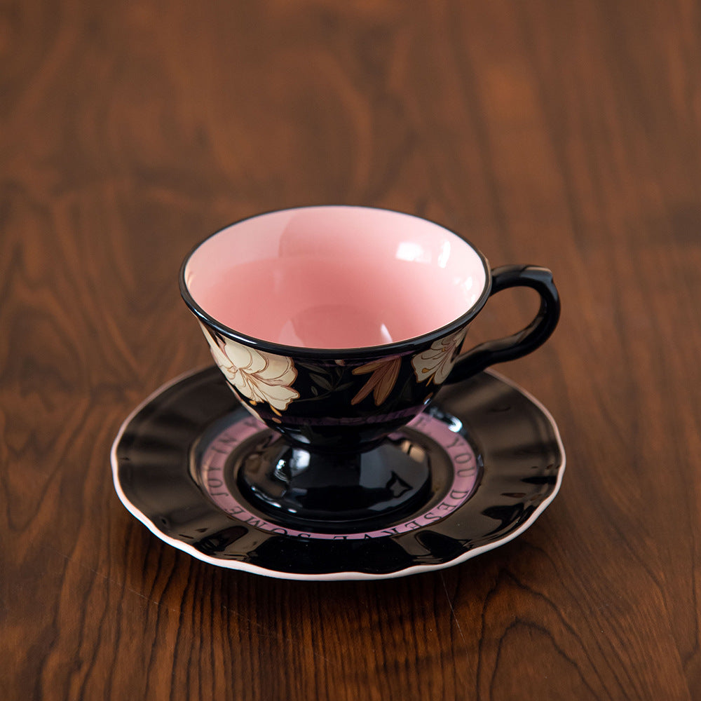 Shuflower – Garden Enchantment Ceramic Coffee Cup & Saucer Set – French Retro Afternoon Tea Gift