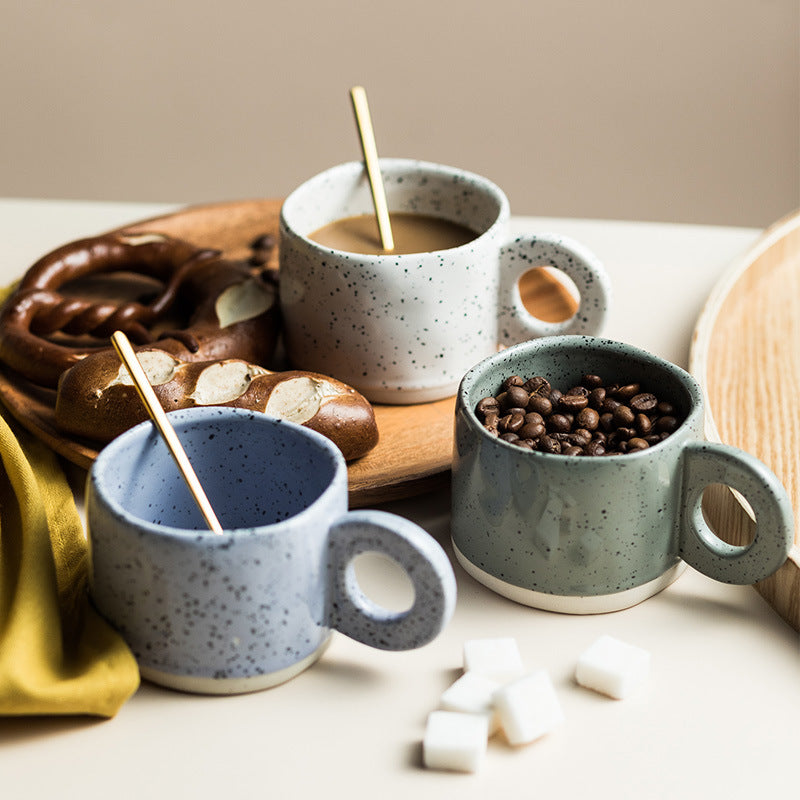 Shuflower - INS Nordic Vintage Ceramic Mug | Hand-Pinched Irregular Design | 300ml Breakfast Milk & Coffee Cup