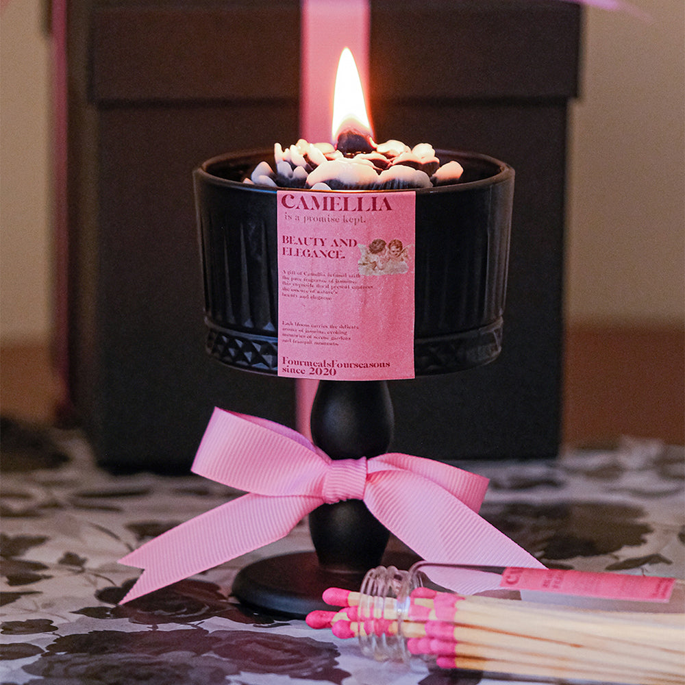 Shuflower - Jasmine Scented Candle in Black Gift Box | Matte Glass Aromatherapy Candle