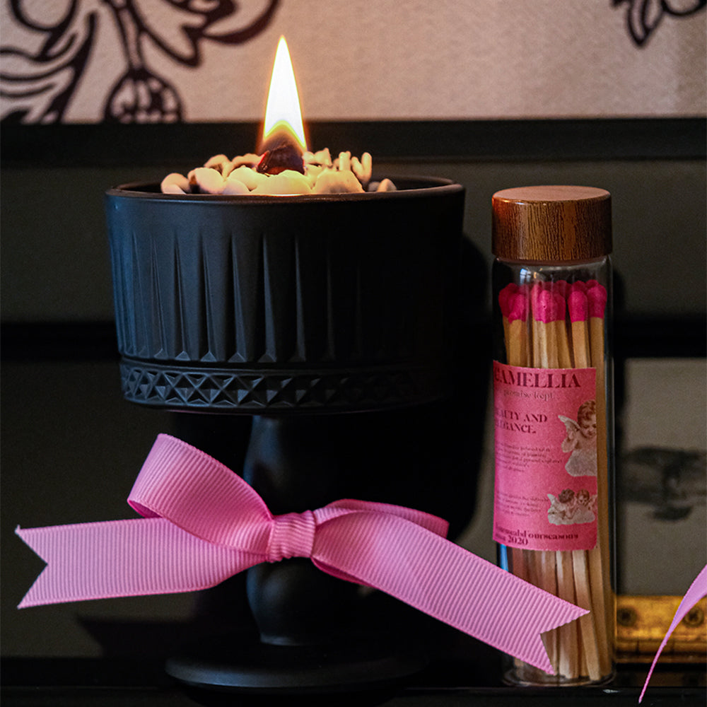 Shuflower - Jasmine Scented Candle in Black Gift Box | Matte Glass Aromatherapy Candle