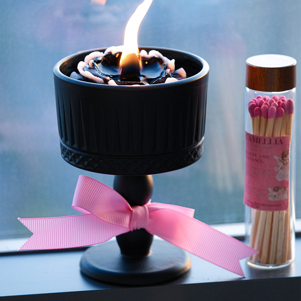 Shuflower - Jasmine Scented Candle in Black Gift Box | Matte Glass Aromatherapy Candle