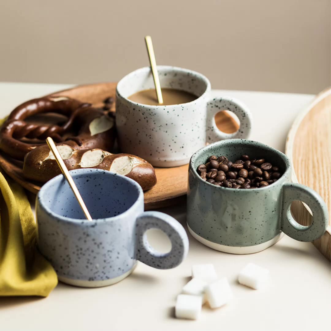 Shuflower - INS Nordic Vintage Ceramic Mug | Hand-Pinched Irregular Design | 300ml Breakfast Milk & Coffee Cup