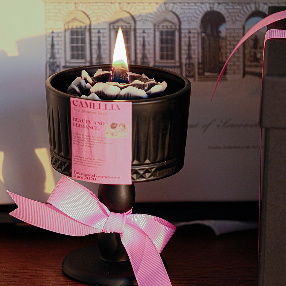 Shuflower - Jasmine Scented Candle in Black Gift Box | Matte Glass Aromatherapy Candle