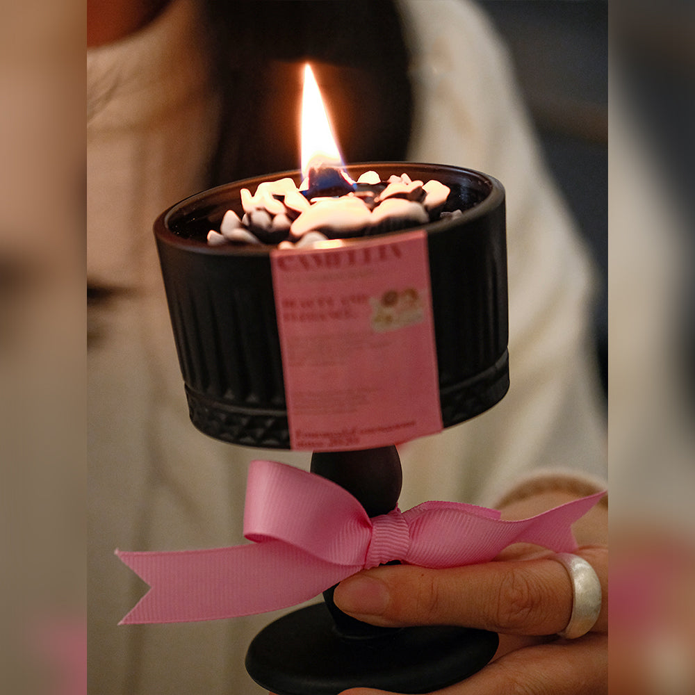 Shuflower - Jasmine Scented Candle in Black Gift Box | Matte Glass Aromatherapy Candle