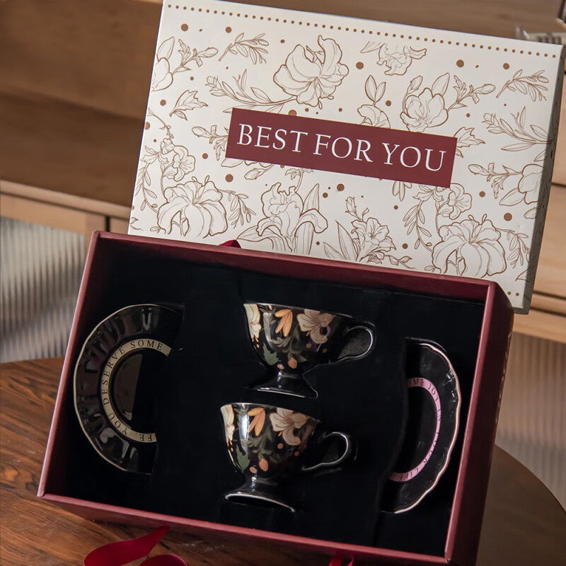 Shuflower – Garden Enchantment Ceramic Coffee Cup & Saucer Set – French Retro Afternoon Tea Gift