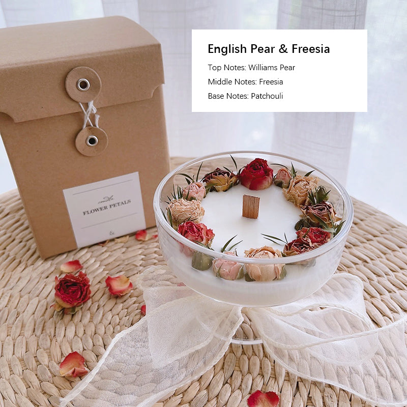 Shuflower – Aromatherapy Candle with Dried Flowers | Handmade Soy Wax Candle for Relaxation & Sleep