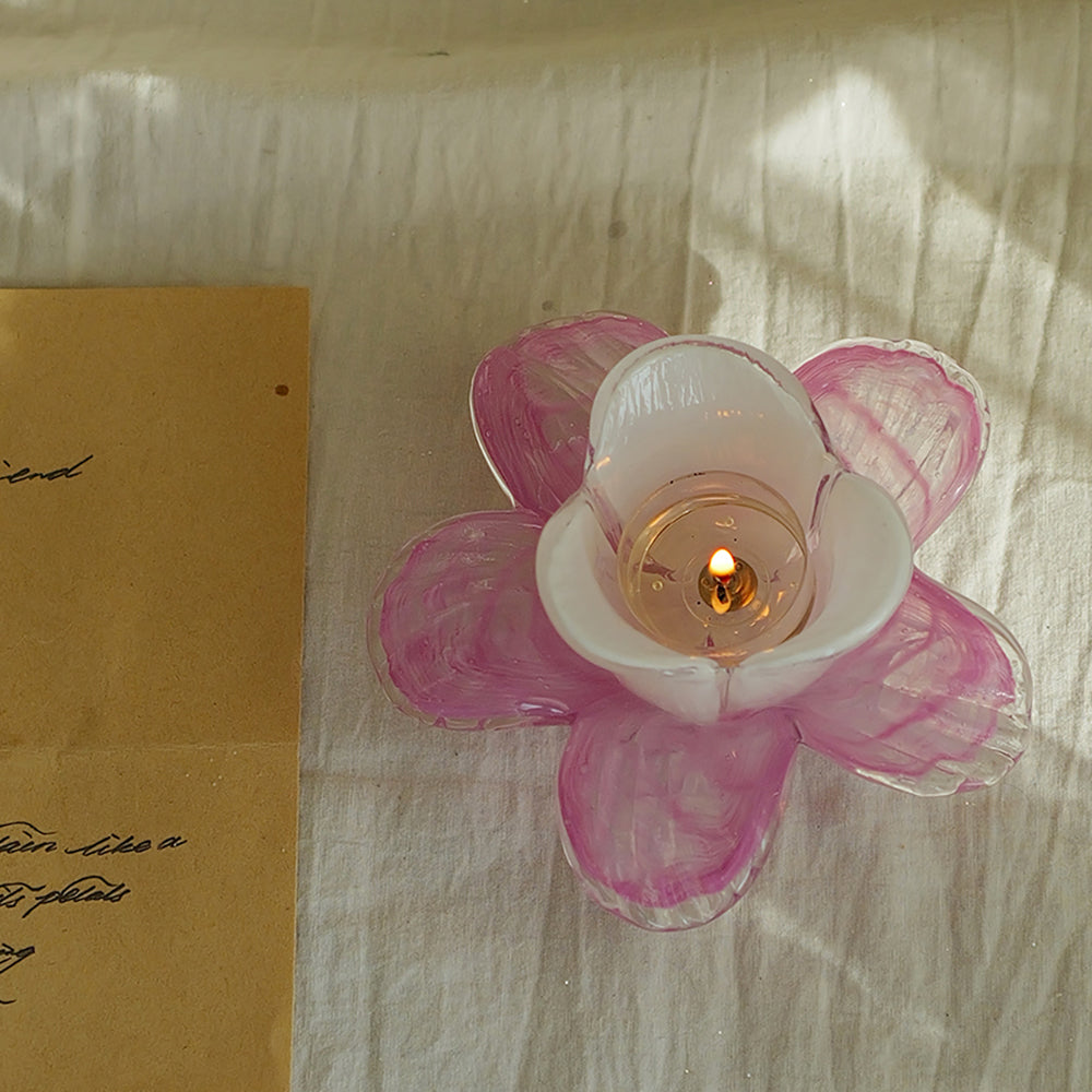 Shuflower – Flower Glass Candlestick | Blown Glass Flower Candle Holder