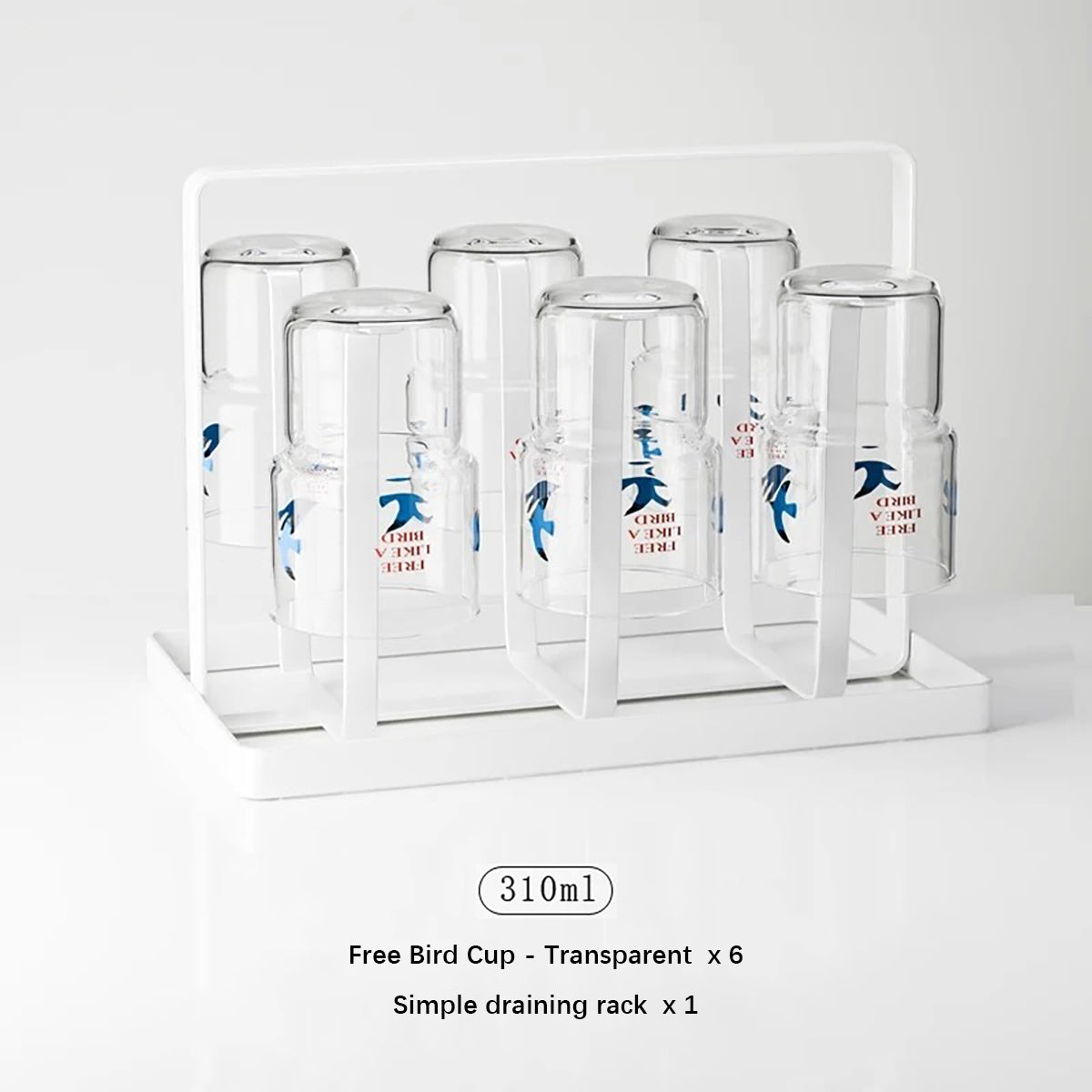 Shuflower – Free Bird Glass Cup | Tempered Blue Bird Drinking Glass | 220ml/320ml Heat-Resistant Water Cup for Juice, Coffee, Home & Office