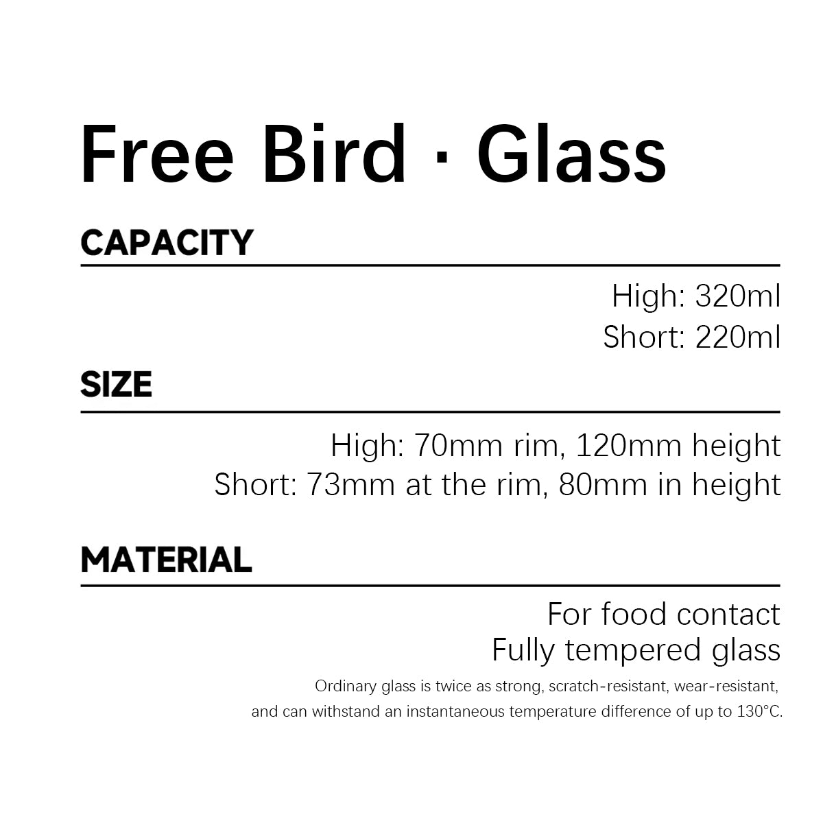 Shuflower – Free Bird Glass Cup | Tempered Blue Bird Drinking Glass | 220ml/320ml Heat-Resistant Water Cup for Juice, Coffee, Home & Office