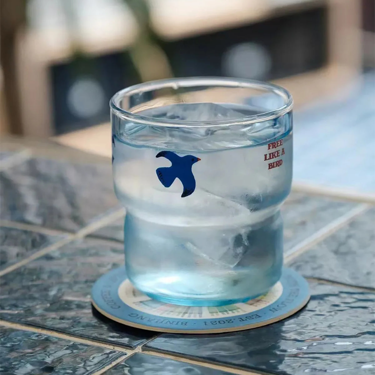 Shuflower – Free Bird Glass Cup | Tempered Blue Bird Drinking Glass | 220ml/320ml Heat-Resistant Water Cup for Juice, Coffee, Home & Office