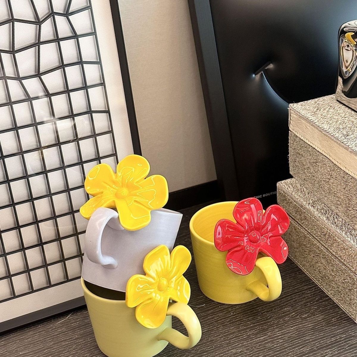 Ceramic high-end flower mug coffee cup for friends, lovers, holiday gifts