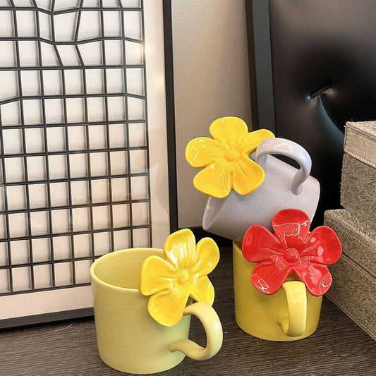 Ceramic high-end flower mug coffee cup for friends, lovers, holiday gifts
