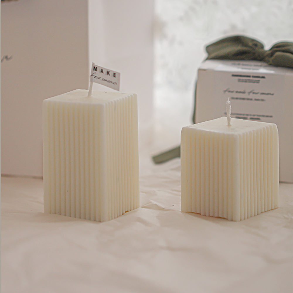 Shuflower – Square Long Candle | Handmade Soybean Wax Candle with Floral & Woody Fragrance