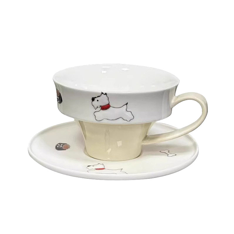 West Highland White Terrier Ceramic Cup and Saucer Set – 225ml Underglaze Dog Design Tea Cup, Cute Animal Mug for Coffee or Tea, Dishwasher & Microwave Safe