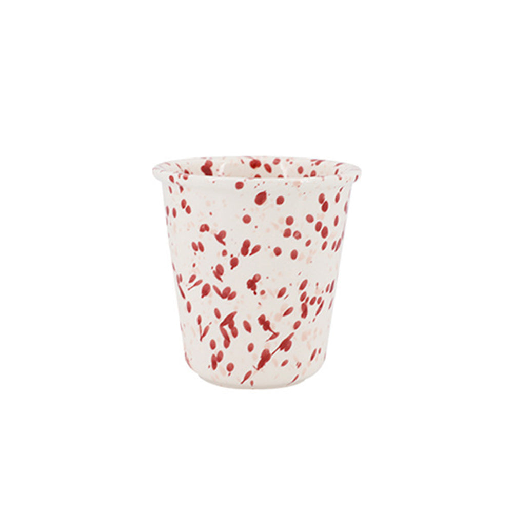 Handmade Splash Ink Ceramic Cup – Red – 280ml Artistic Tumbler, Unique Glazed Stoneware, Modern Home Coffee & Tea Cup, 9.4cm – 4 Colors Available
