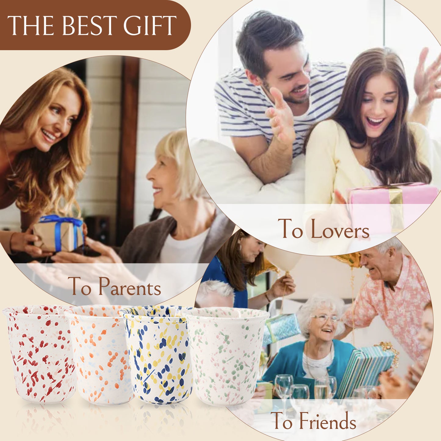 Handmade Splash Ink Ceramic Cup – Red – 280ml Artistic Tumbler, Unique Glazed Stoneware, Modern Home Coffee & Tea Cup, 9.4cm – 4 Colors Available