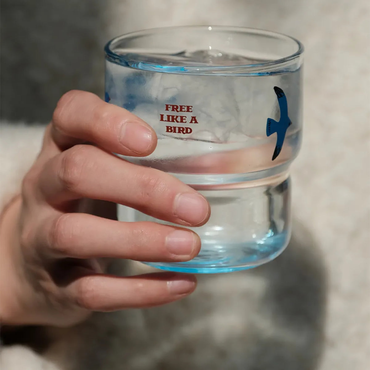 Shuflower – Free Bird Glass Cup | Tempered Blue Bird Drinking Glass | 220ml/320ml Heat-Resistant Water Cup for Juice, Coffee, Home & Office