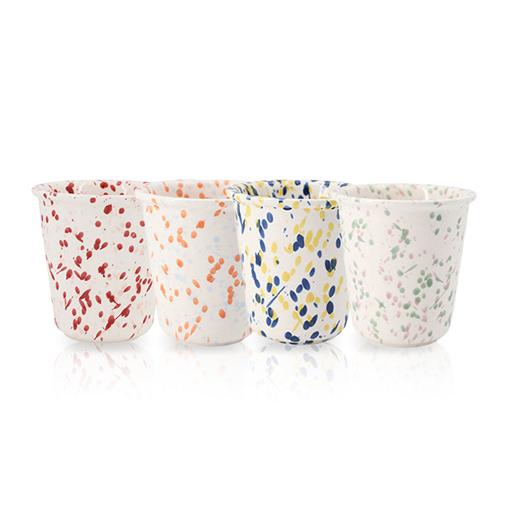 Handmade Splash Ink Ceramic Cup – Red – 280ml Artistic Tumbler, Unique Glazed Stoneware, Modern Home Coffee & Tea Cup, 9.4cm – 4 Colors Available