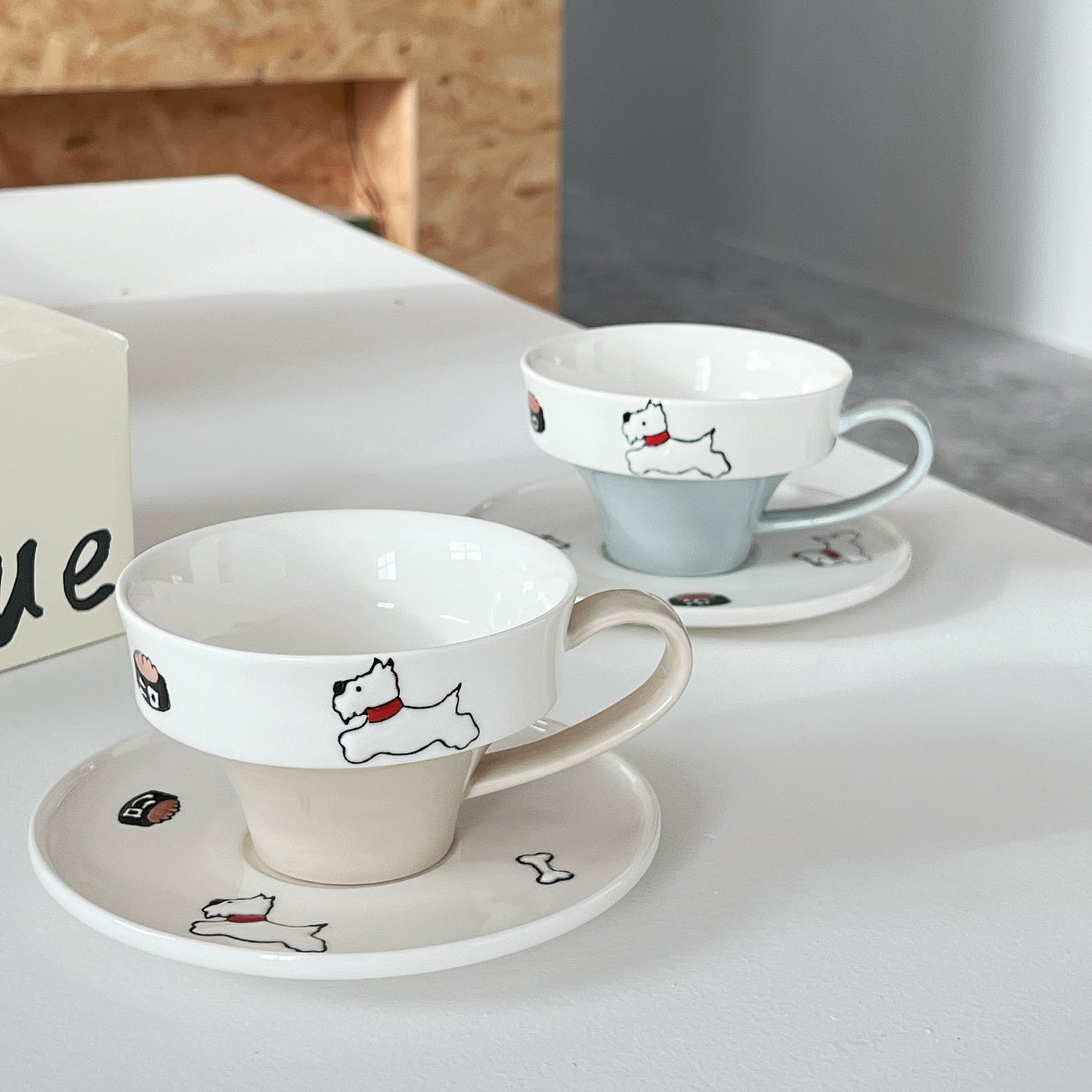 West Highland White Terrier Ceramic Cup and Saucer Set – 225ml Underglaze Dog Design Tea Cup, Cute Animal Mug for Coffee or Tea, Dishwasher & Microwave Safe