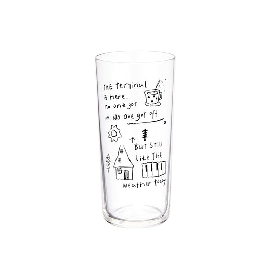 Clear Glass Cup 400ml – High Borosilicate Water Tumbler with Hand-Drawn Art Design – Minimalist Drinkware for Juice, Milk, Tea – Lightweight Aesthetic Glass for Men & Women