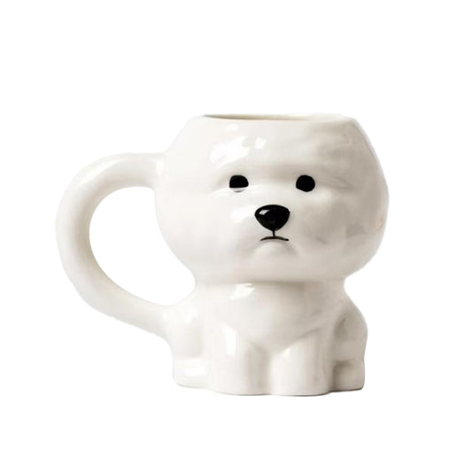 Shuflower – Cute Puppy Ceramic Mug | Fluffy Dog Beer Cup 340ml