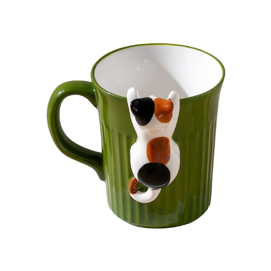 Shuflower - Cute Cat Ceramic Mug with Hanging Spoon 350ml | Japanese-Style Coffee Cup with Gift Box