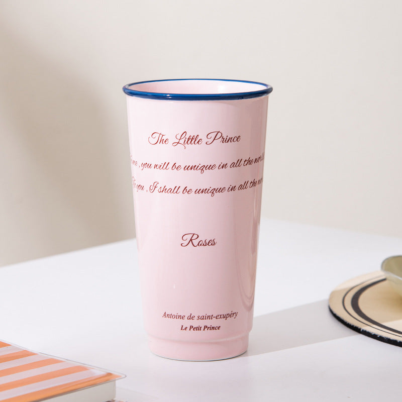 Shuflower - INS Style Ceramic Travel Mug | 580ml Large Capacity Office Water Cup | High-Aesthetic Couple Mug for Girls