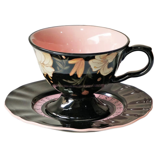 Shuflower – Garden Enchantment Ceramic Coffee Cup & Saucer Set – French Retro Afternoon Tea Gift