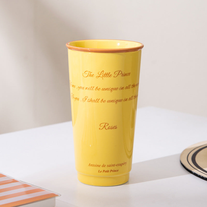 Shuflower - INS Style Ceramic Travel Mug | 580ml Large Capacity Office Water Cup | High-Aesthetic Couple Mug for Girls