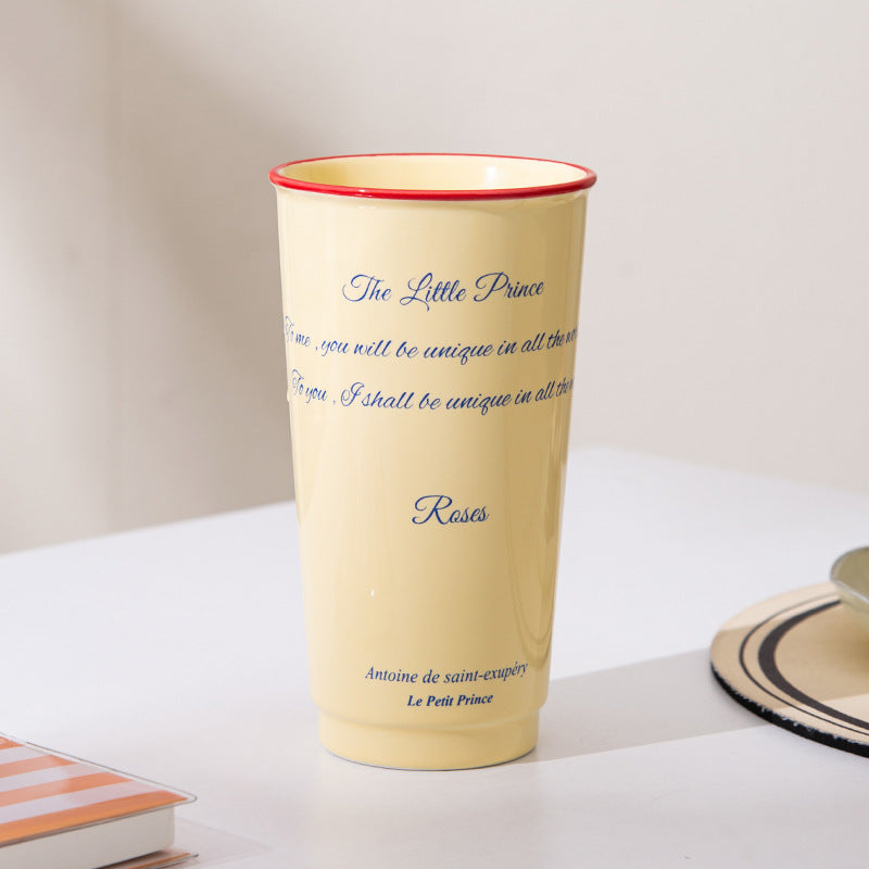 Shuflower - INS Style Ceramic Travel Mug | 580ml Large Capacity Office Water Cup | High-Aesthetic Couple Mug for Girls