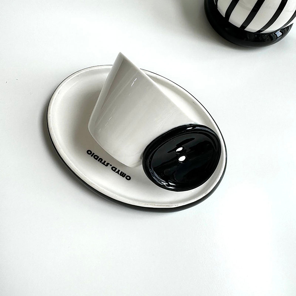 Shuflower - Button Design Ceramic Coffee Cup & Saucer | 250ml High-Aesthetic Ceramic Mug | Gift Box Included