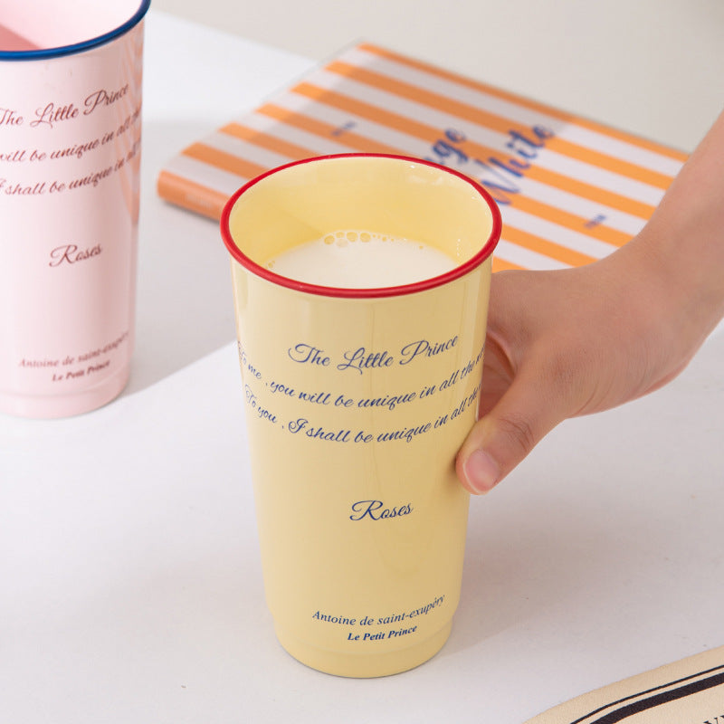 Shuflower - INS Style Ceramic Travel Mug | 580ml Large Capacity Office Water Cup | High-Aesthetic Couple Mug for Girls