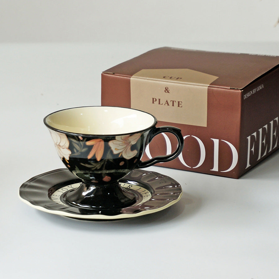 Shuflower – Garden Enchantment Ceramic Coffee Cup & Saucer Set – French Retro Afternoon Tea Gift