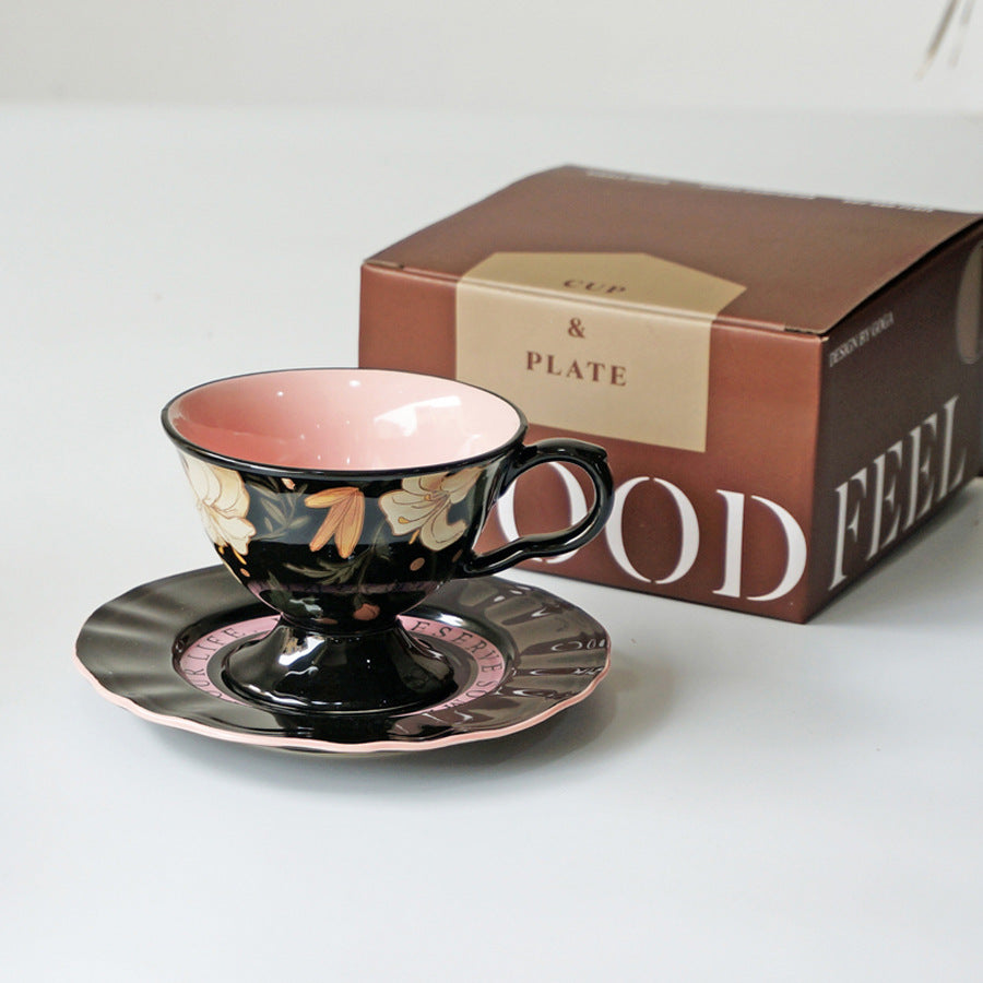 Shuflower – Garden Enchantment Ceramic Coffee Cup & Saucer Set – French Retro Afternoon Tea Gift